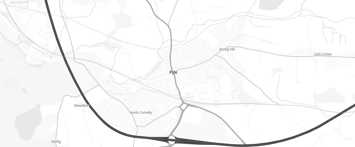 Map showing the location of Asda Pyle Supermarket