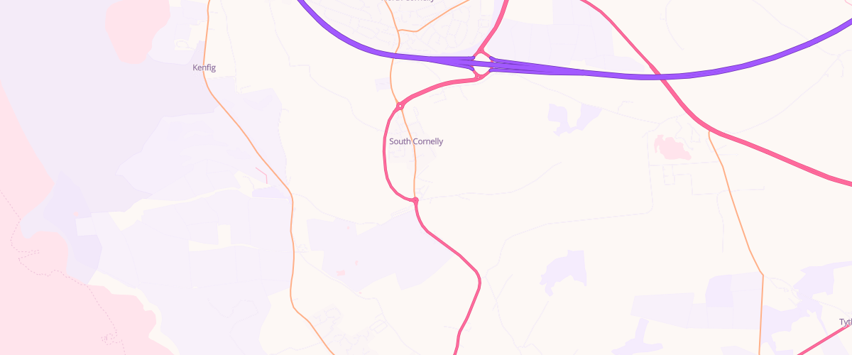 Map showing the location of Rontec South Cornelly
