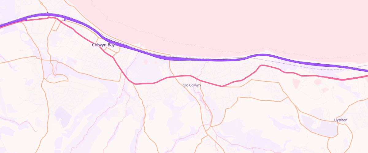 Map showing the location of Asda Old Colwyn Express