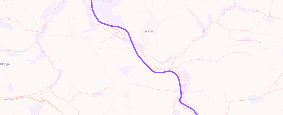 Map showing Lapford Cross Garage, Crediton