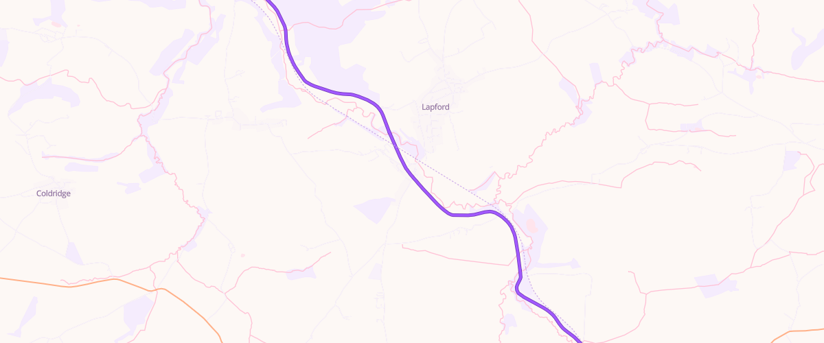 Map showing the location of Spar Lapford Cross