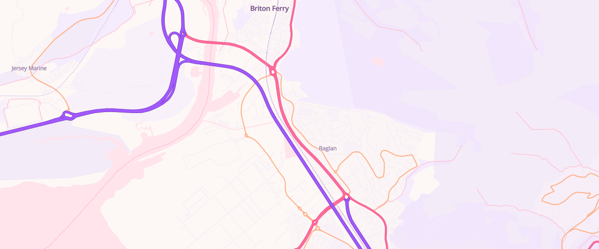 Map showing the location of Baglan Service Station