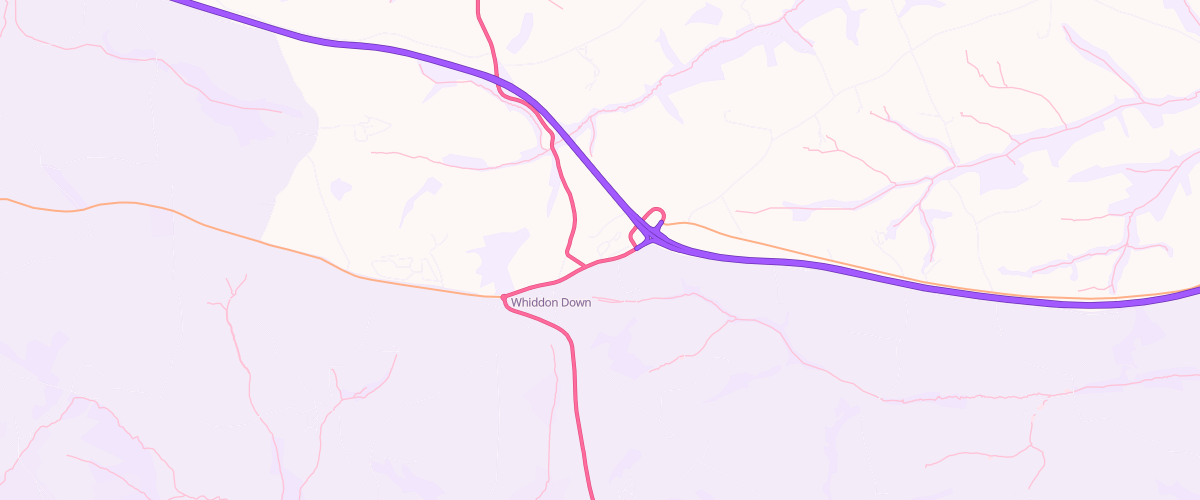 Map showing the location of Rontec Whiddon Down
