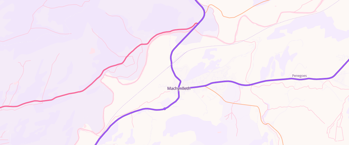 Map showing the location of Ascona Machynlleth Service Station