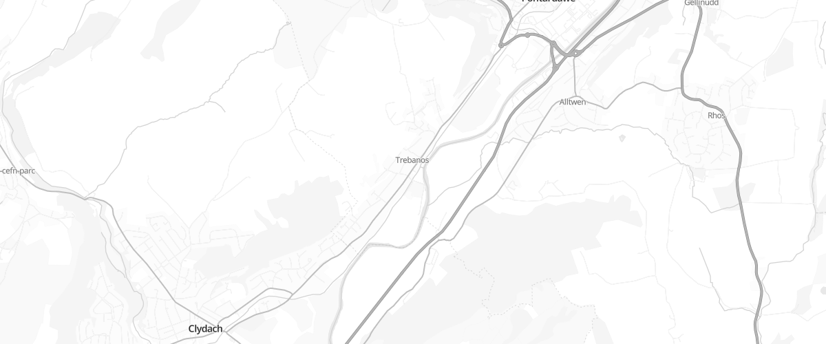 Map showing the location of Trebanos Service Station