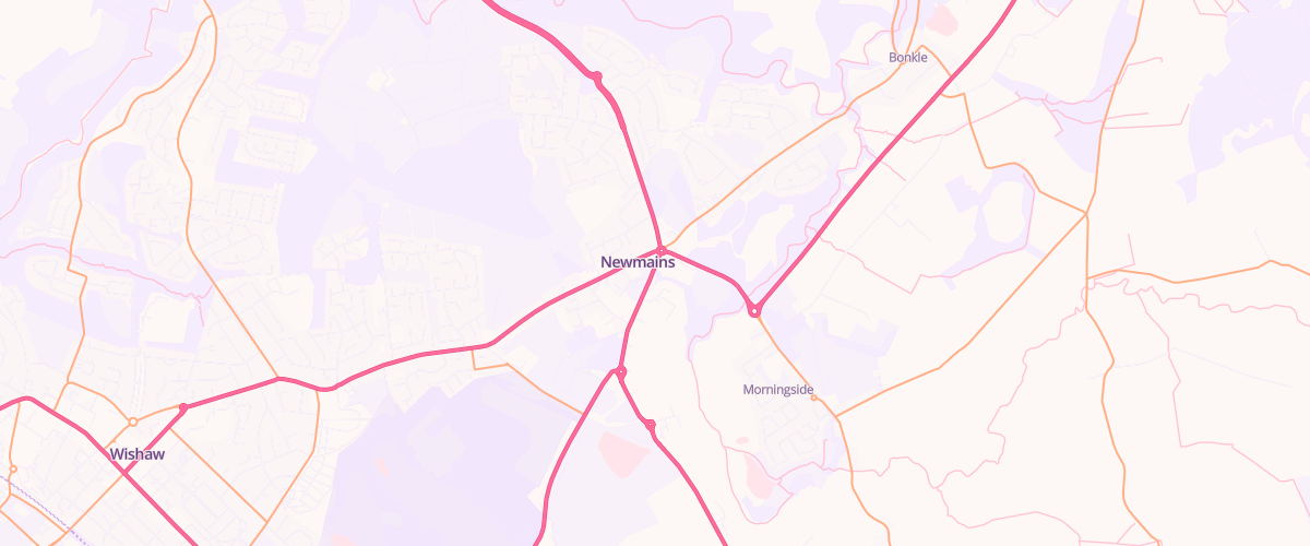 Map showing the location of Newmains Service Station