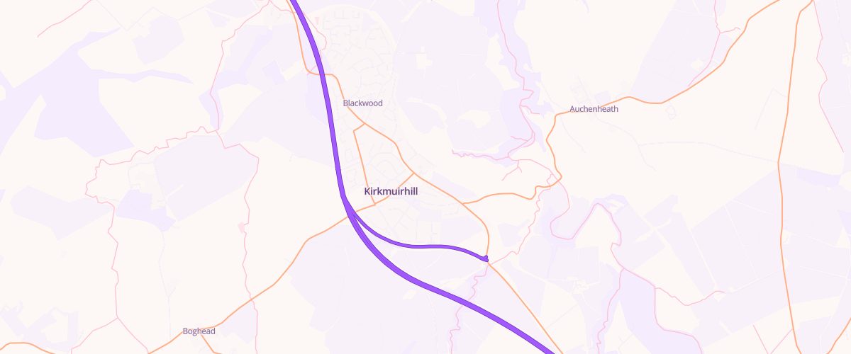 Map showing the location of Kirkmuirhill Service Station
