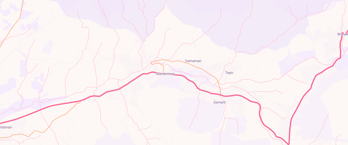 Map showing the location of Glanamman Service Station