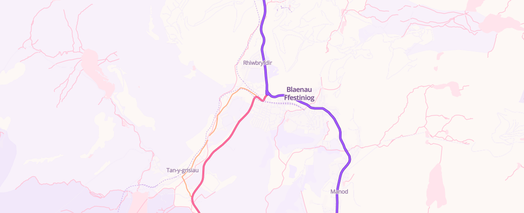Map showing Tywyn Road Garage, Blaenau Ffestiniog