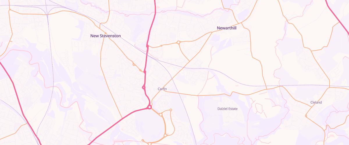 Map showing the location of Carfin Service Station