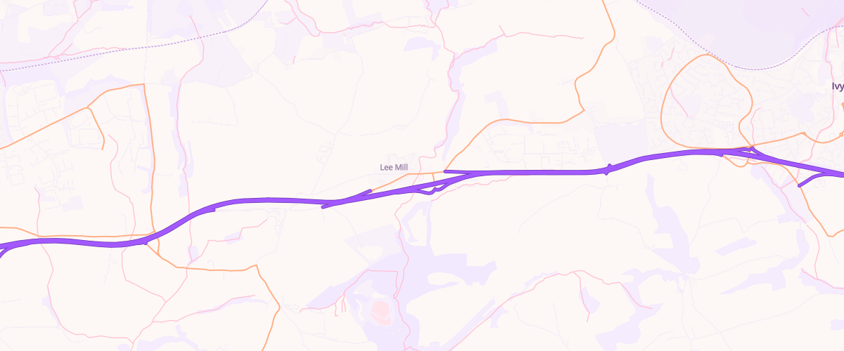 Map showing the location of Lee Mill Service Station
