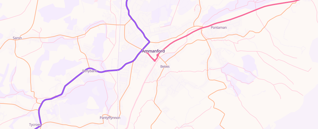 Map showing Ammanford Mot Centre, Ammanford