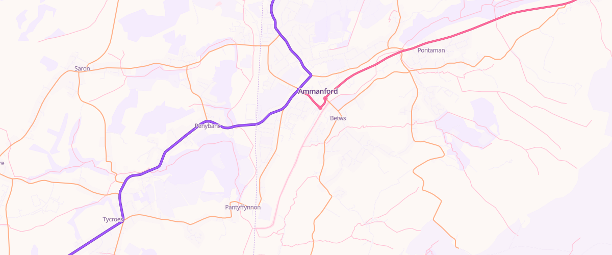 Map showing the location of Ammanford Superstore Petrol Filling