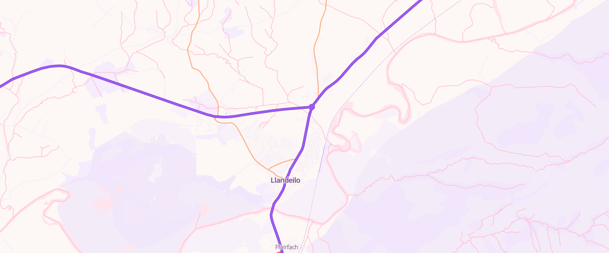 Map showing the location of Llandeilo Service Station