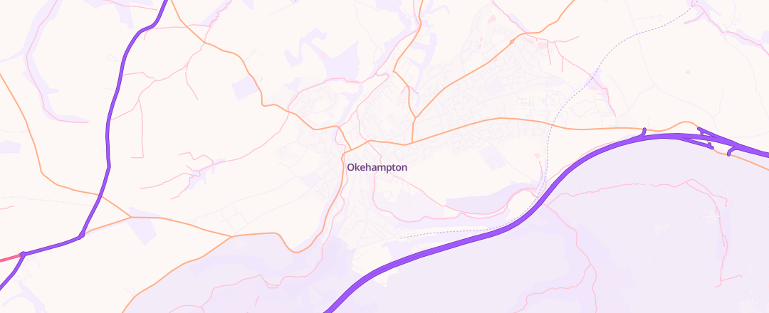 Map showing Nv Motors Ltd, Okehampton