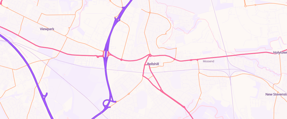 Map showing the location of Bellshill Service Station