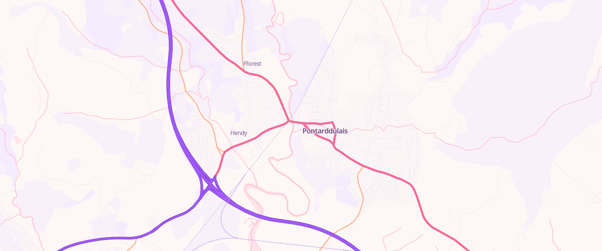 Map showing the location of Pontarddulais Service Station