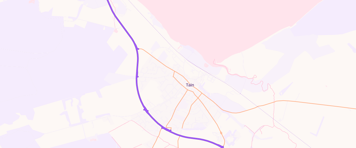 Map showing the location of Asda Tain Supermarket