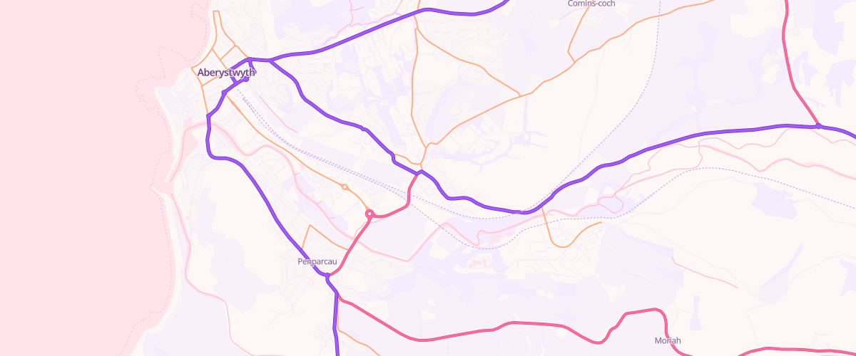 Map showing the location of Padarn Service Station