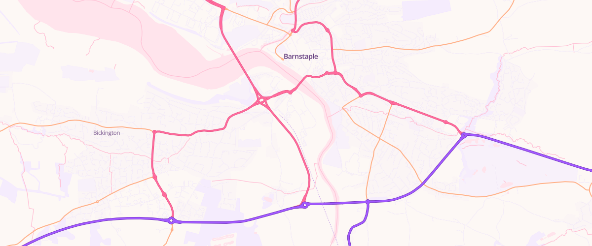 Map showing the location of Barnstaple Taw View Extra