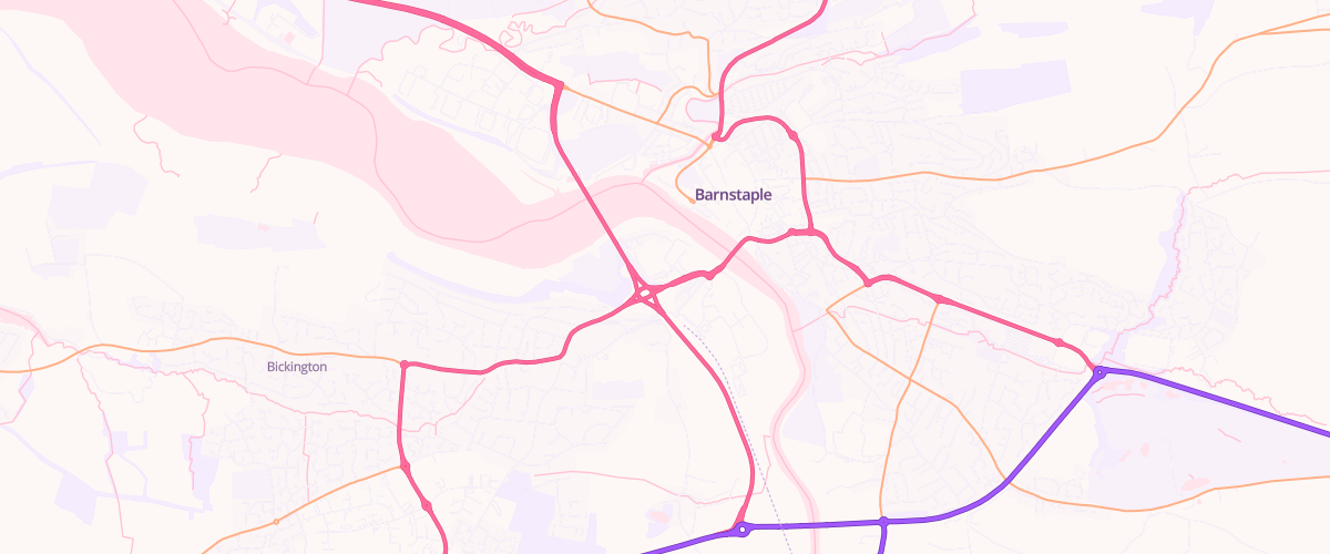 Map showing the location of Asda Barnstaple Superstore