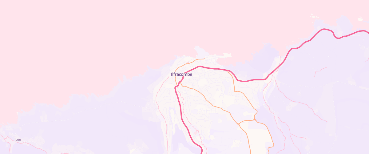 Map showing the location of Jjj Ilfracombe Service Station