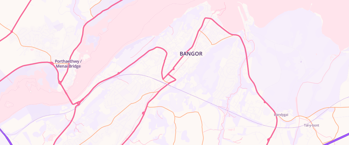 Map showing the location of Asda Bangor Farrar Road
