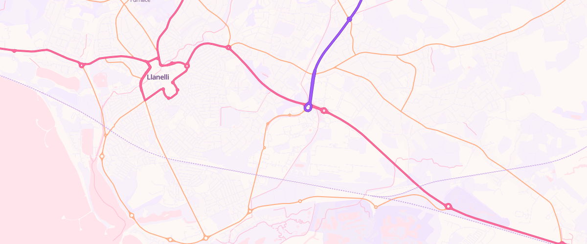 Map showing the location of Llanelli Extra Petrol Filling