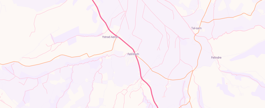 Map showing Garej Felinfach, Lampeter