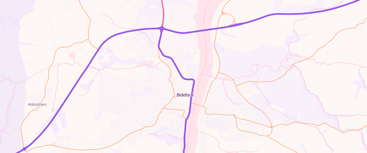 Map showing the location of Bideford Service Station