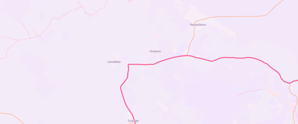 Map showing the location of Knelston Service Station