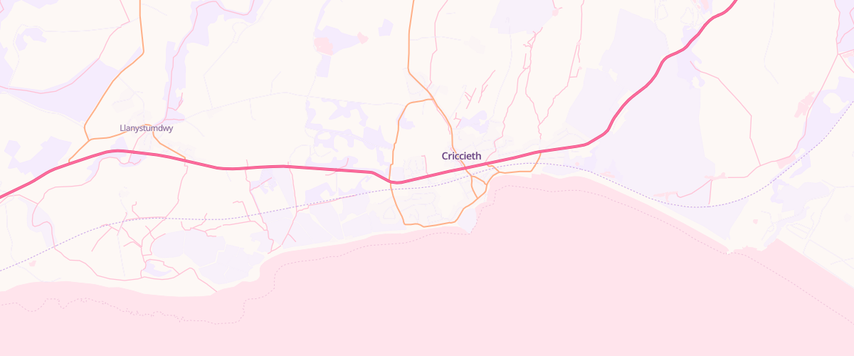 Map showing the location of Parciau Filling Station
