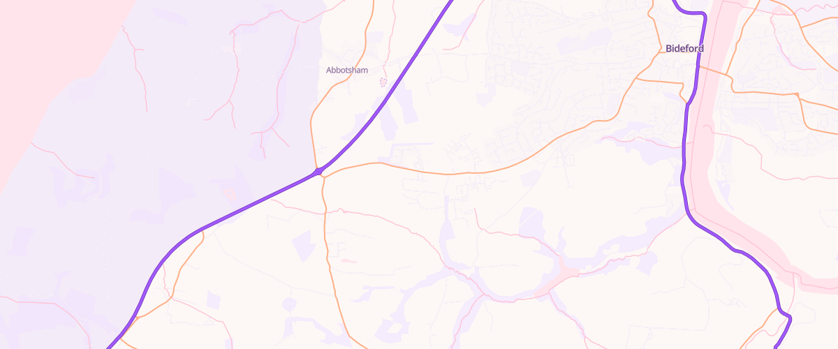 Map showing the location of Asda Bideford Superstore