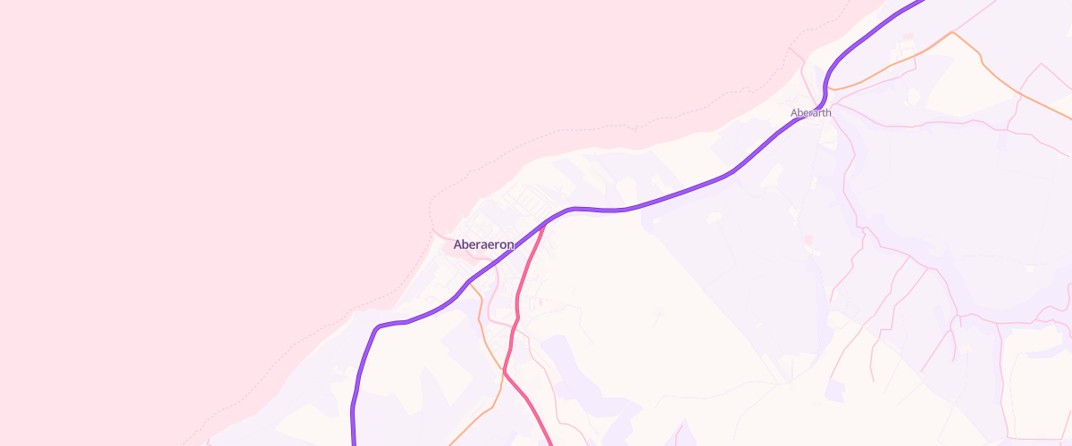 Map showing the location of Aeron Coast Filling Station