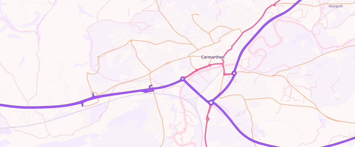Map showing the location of Carmarthen Extra Petrol Filling