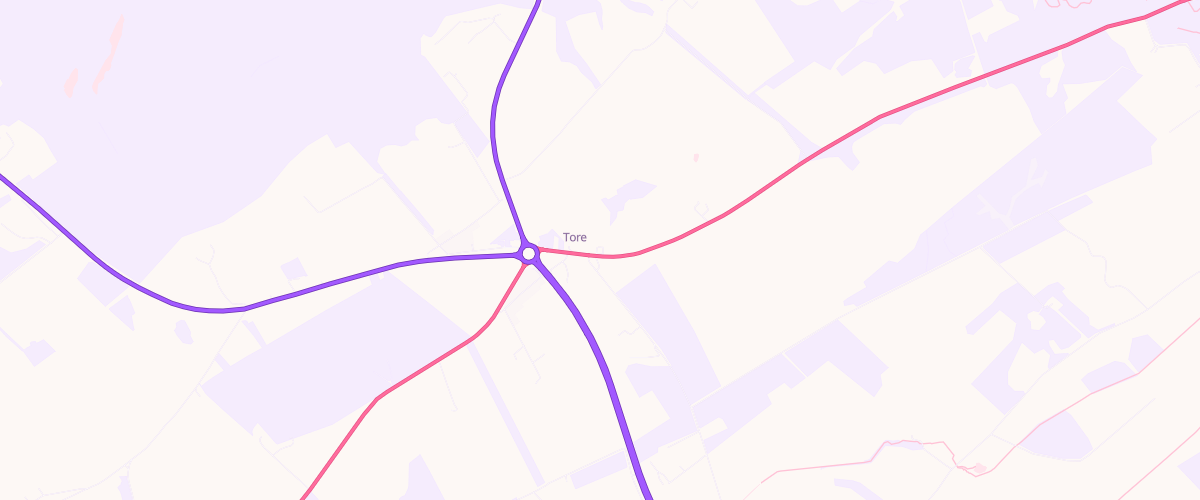 Map showing the location of Tore Service Station