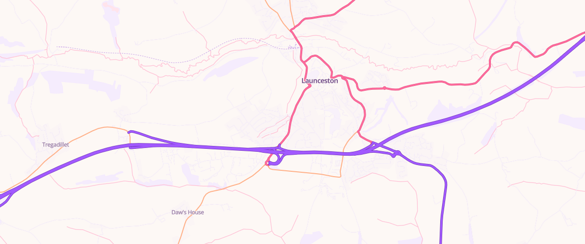 Map showing the location of Asda Launceston Express Petrol