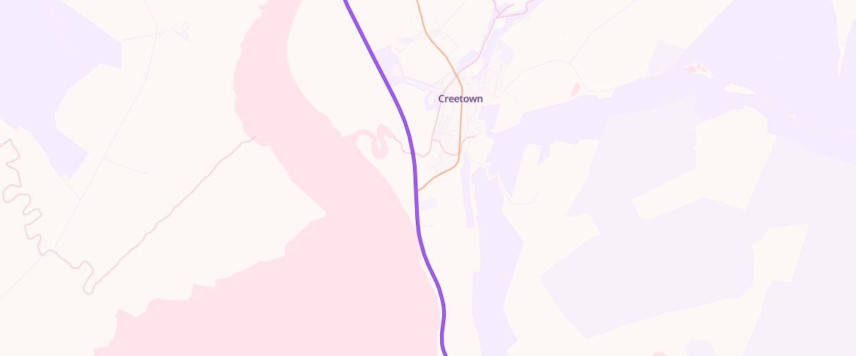 Map showing the location of Creetown Service Station