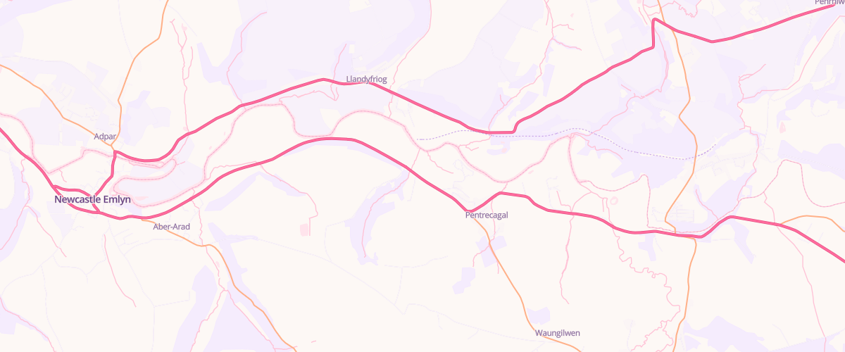 Map showing the location of Vst Pensarnau Service Station