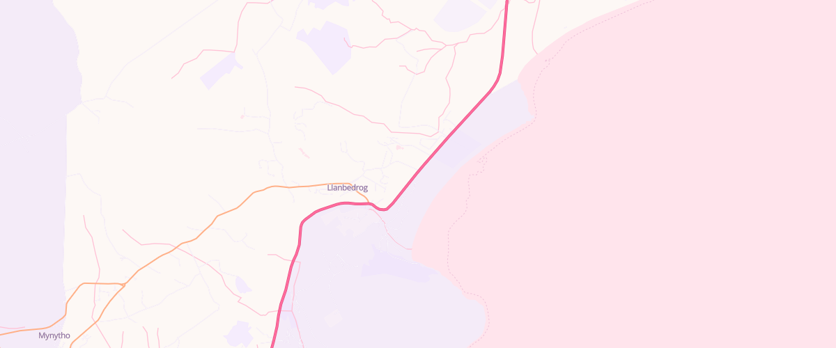 Map showing the location of Llanbedrog Service Station