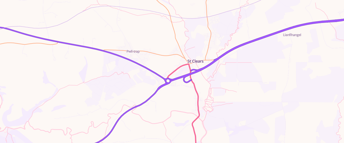 Map showing the location of Mfg St Clears