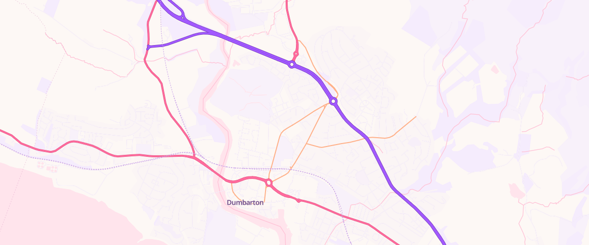 Map showing the location of Dumbarton Service Station