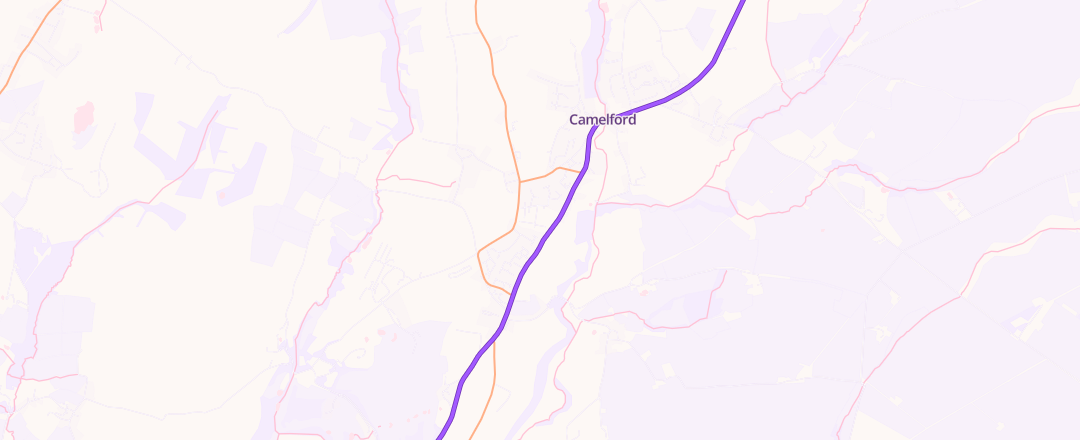 Map showing Highfield Motors, Camelford