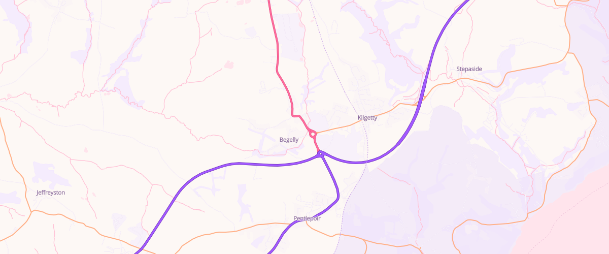Map showing the location of Crossroads Garage Begelly Kilgetty
