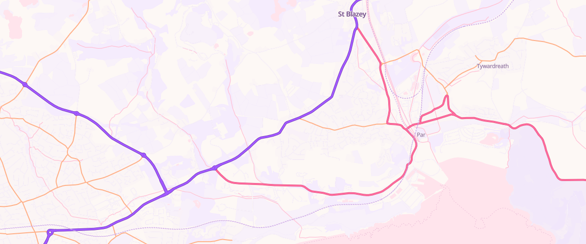 Map showing the location of Bp Service Station Biscovey
