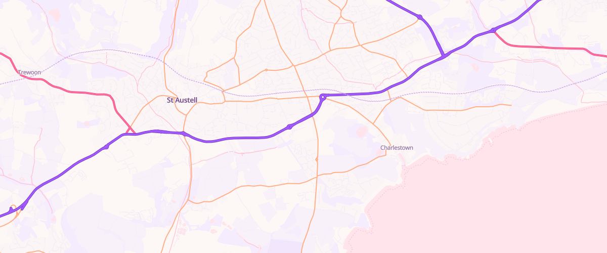 Map showing the location of Asda St Austell Superstore