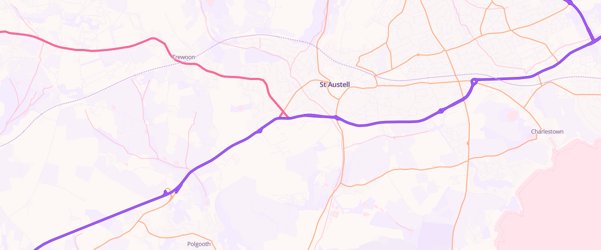 Map showing the location of Eg St Austell Pfs