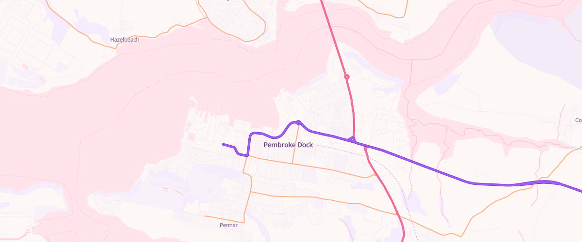 Map showing the location of Asda Pembroke Dock Supermarket
