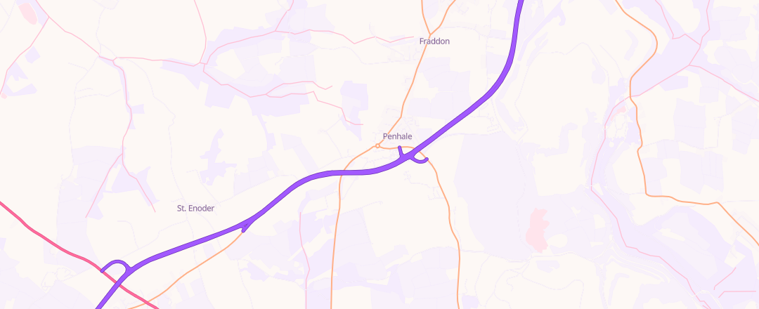 Map showing Penhale Garage, St Columb