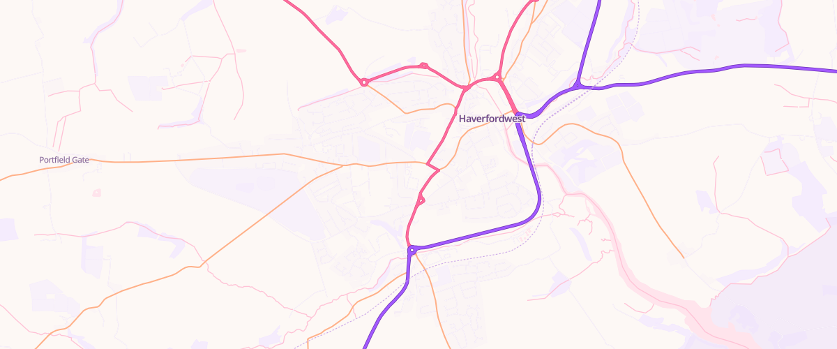 Map showing the location of Haverfordwest Extra Petrol Filling